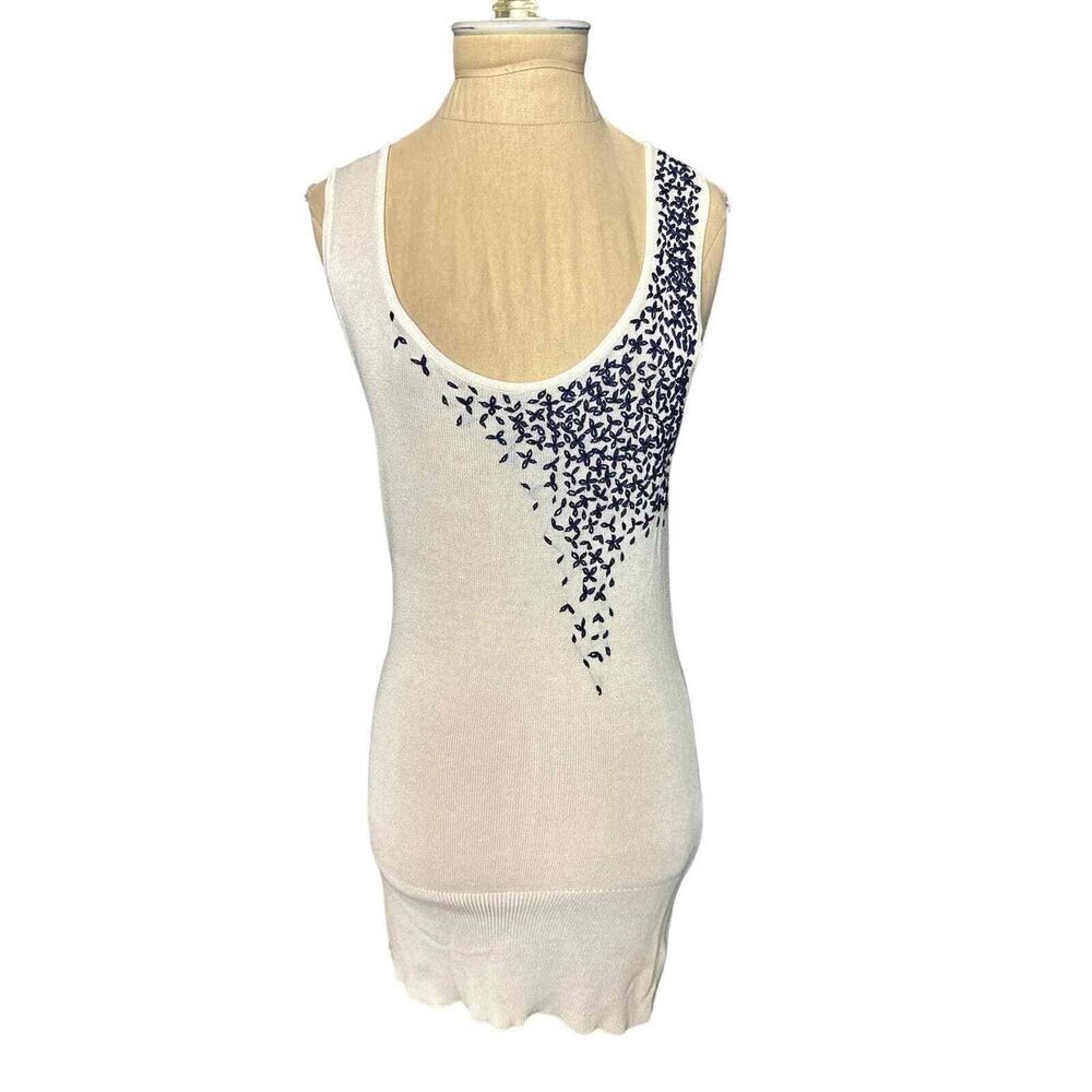 Cynthia Steffe White Embroidered Sleeveless Tunic Mini Dress Size Small